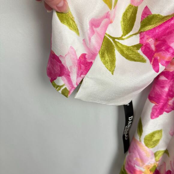 Danillo Woman Floral Textured Satin Long Blazer 3/4 Sleeve Button Up Elegant 20W - Picture 6 of 14